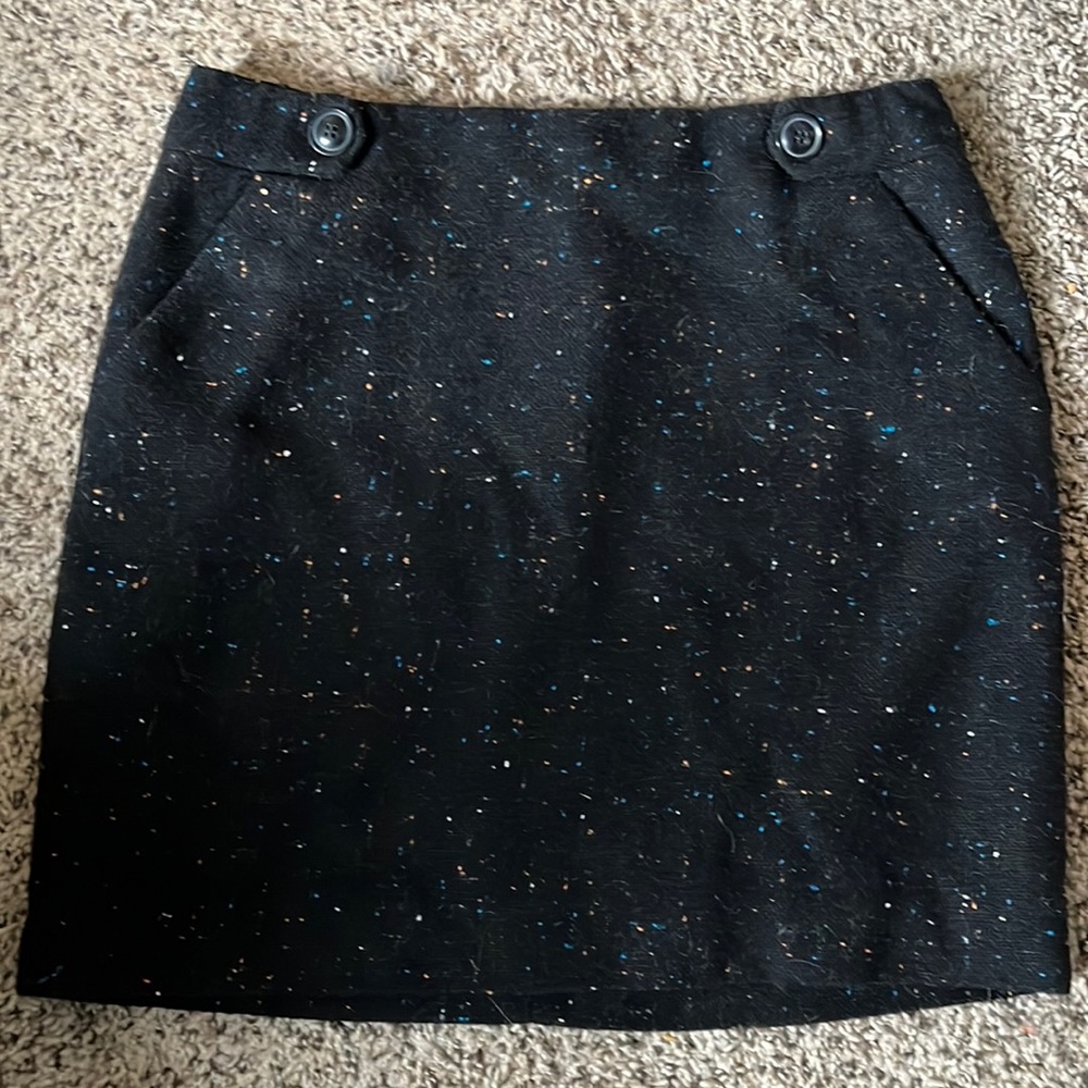 Black Preppy Wool Mini Skirt
